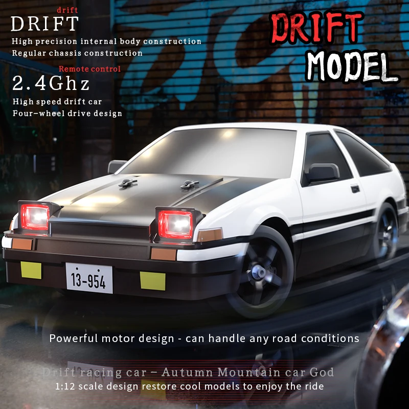 

1/12 4WD RC Drift Car 2.4G 30km/h High Speed Remote Control Racing Vehicle with Controllable Angel Eyes Headlights Toys for Kids