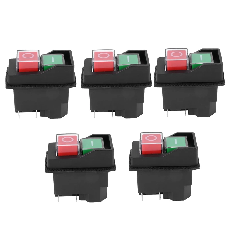 5X Waterproof Electromagnetic Push Button Switch 5 Pins KJD17 220-240V Coil Magnetic Starter Power Tool Safety Switches