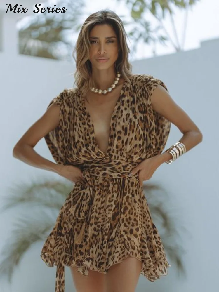 knee length dresses for ladies Animal Print Skater Mini Dress