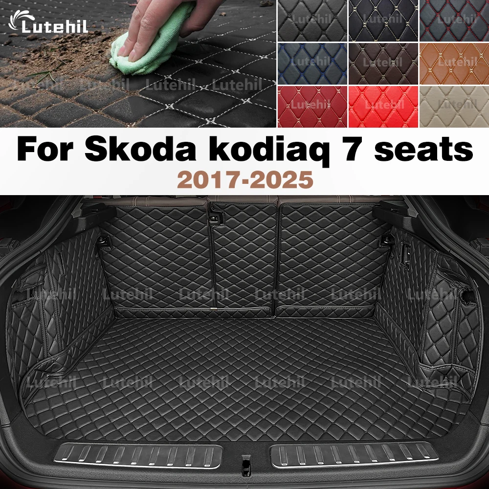 

LUTEHIL для Skoda kodiaq 7 мест 2017-2025 авто полное покрытие коврик для багажника автомобильный защитный коврик грузовой вкладыш аксессуары для интерьера