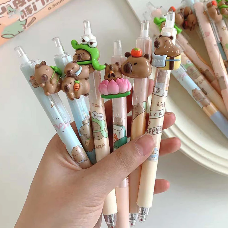 Kawaii Cartoon Capybara Gel Pen School Office Supplies Students Stationery Gift Cute Fashion Patch Pressing Neutral Pens