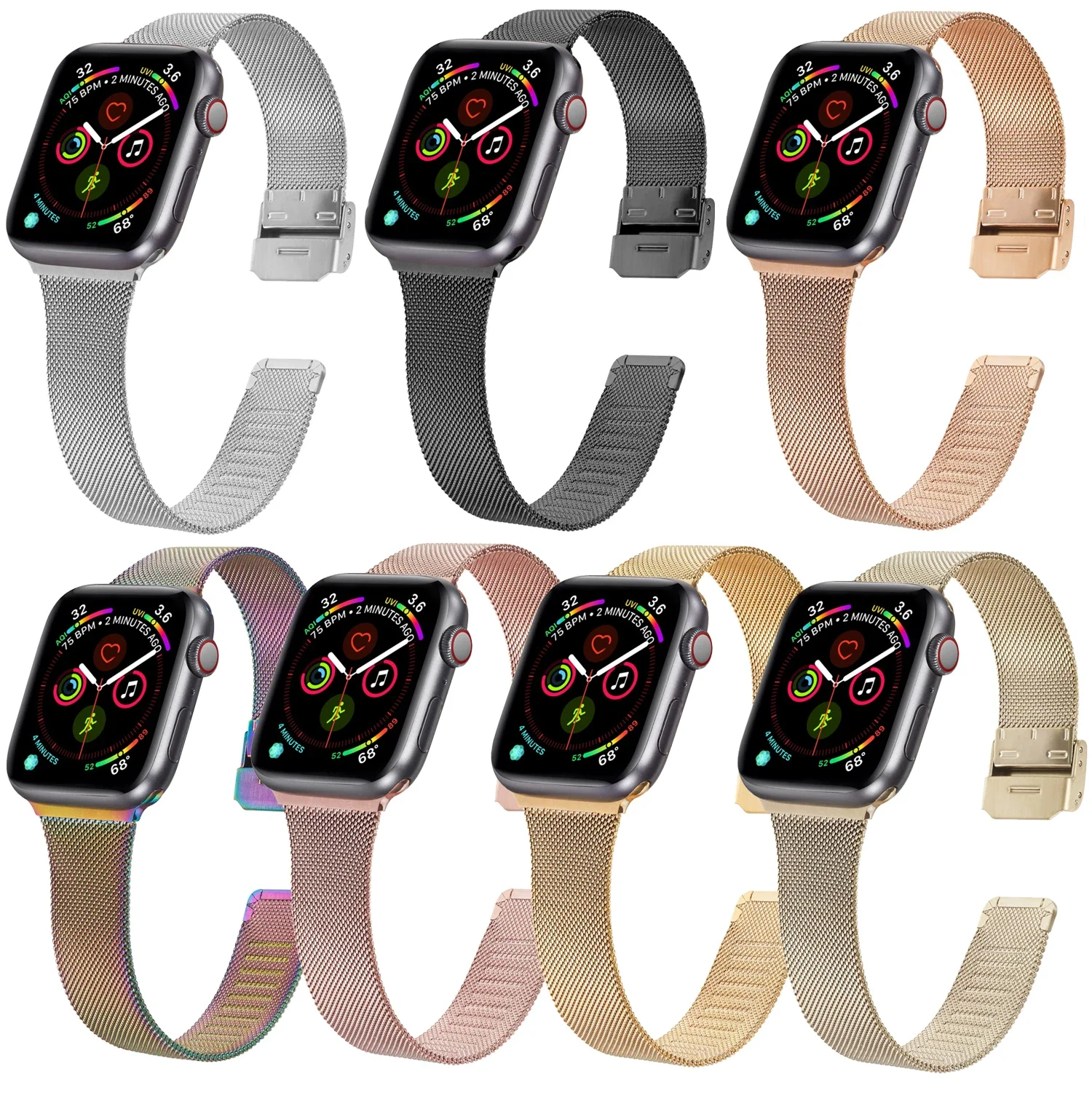 Slim Bracelet Metal Band for Apple Watch 8 7 6 SE 5 4 3 38 40 41 45 49MM Ultra Stainless Steel Milanese Strap for iwatch 42 44MM