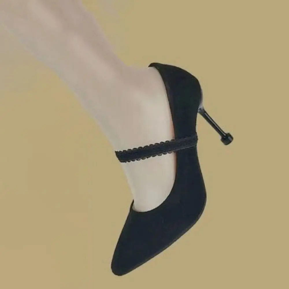 1 paire de chaussures de cheville en dentelle pour femmes, ceinture de chaussures à talons hauts, boucle de lacet élastique, sans accessoires de liaison