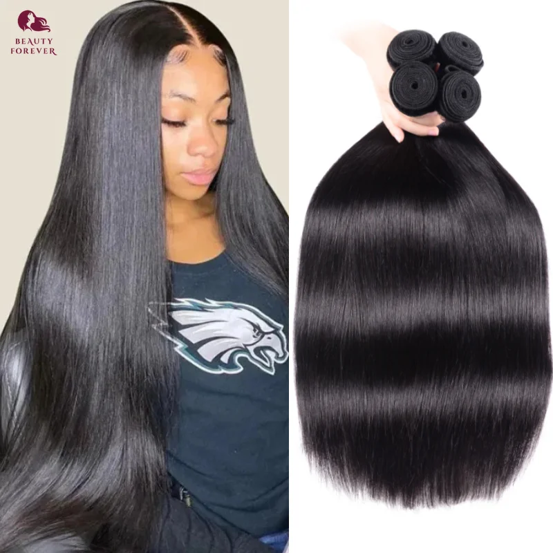 Beautyforever High Ratio Brazilian Silky Straight Human Hair Weft 4 Bundles Grade 12A Raw Human Hair Weaves Free Shipping