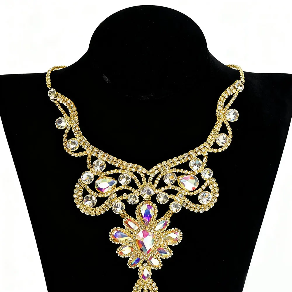 Rhinestone Tassel Epaulet Appliqué Gold Silver Color Crystal Sew-On Patch Garment Accessories Shiny Long Tassel Design