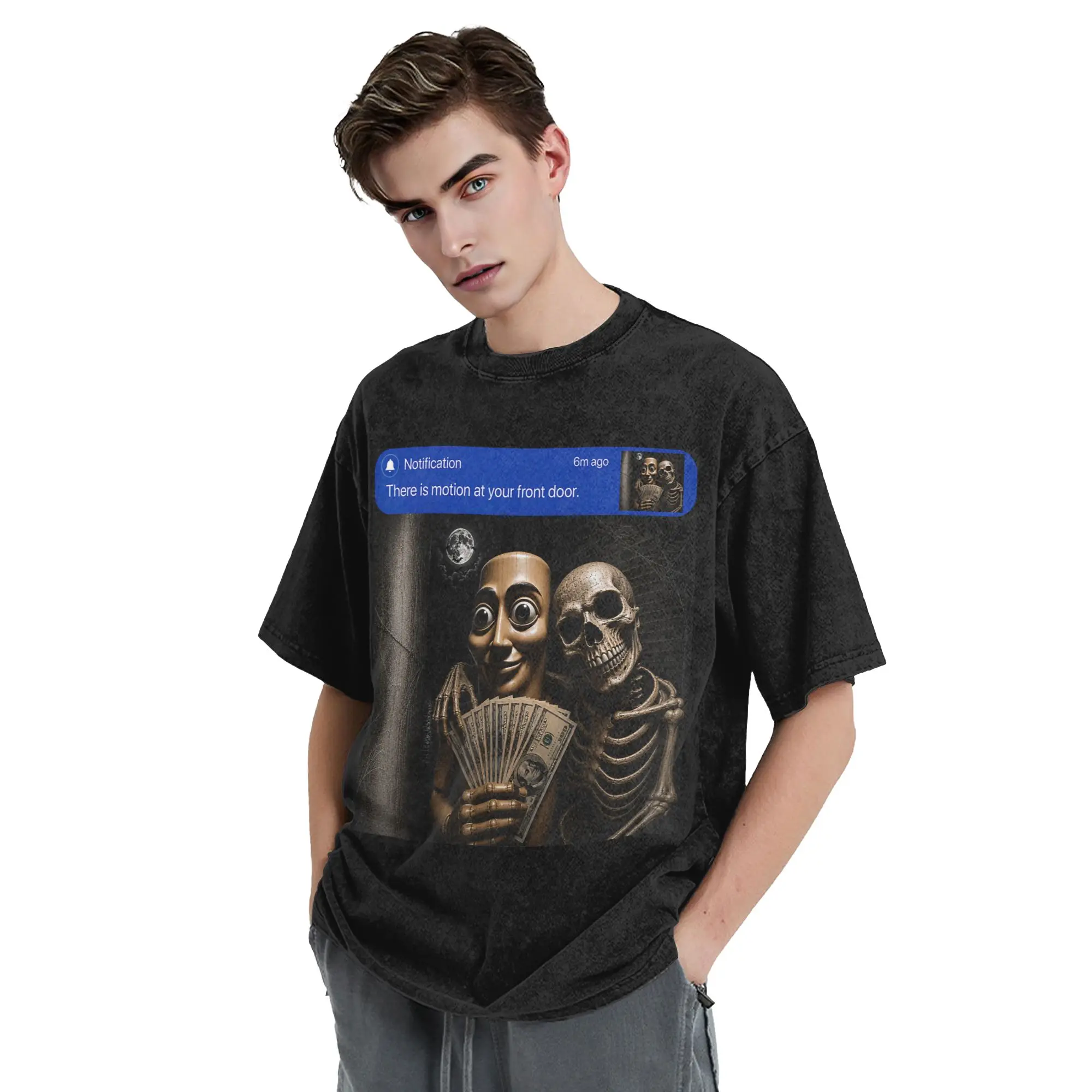 There is Motion at Your Front Door Tung Tung Tung Sahur Washed T Shirt Streetwear T-Shirt Tees for Men Women Short Sleeve