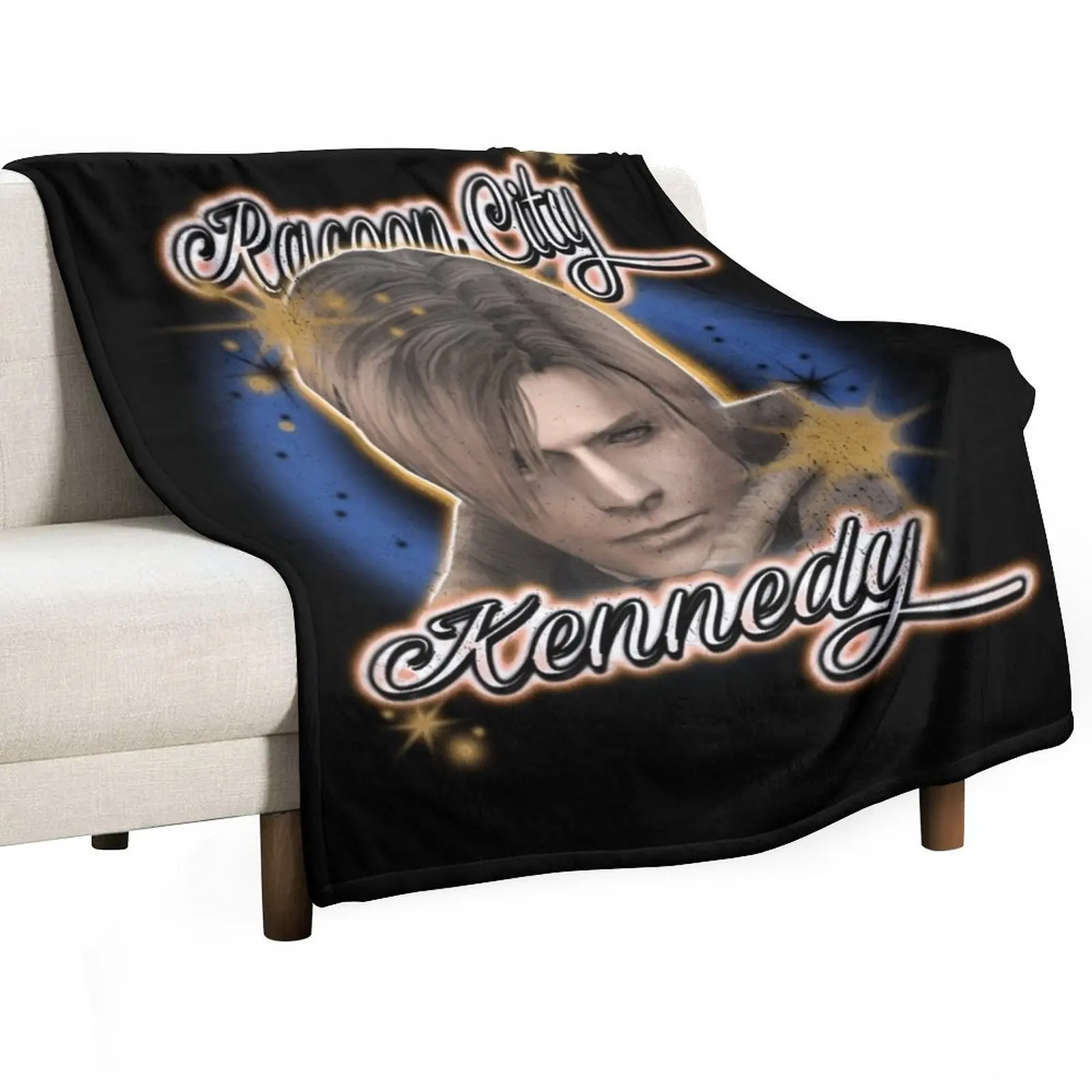 Leon Kennedy Vintage Airbrush \t \t Throw Blanket christmas decoration anime Comforter bed plaid Luxury Throw Tourist Blankets