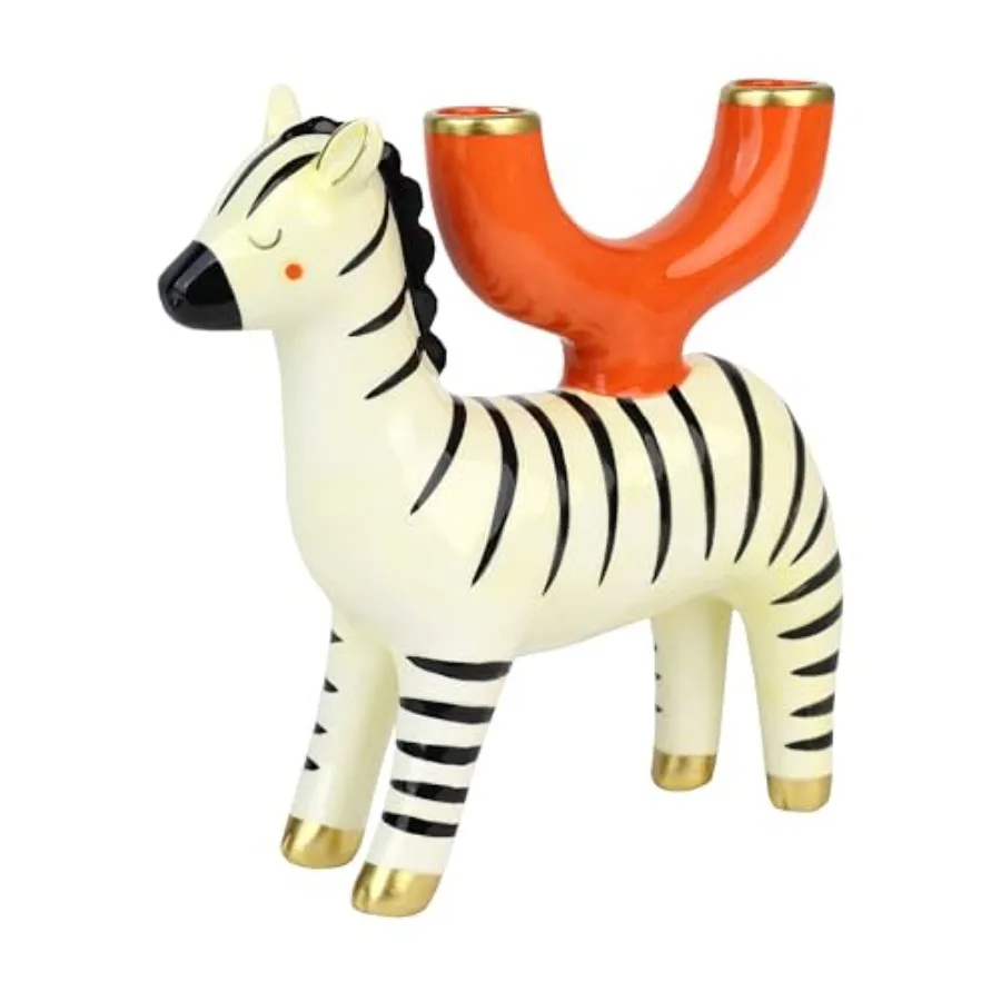 

Керамический подсвечник ручной росписи в виде зебры, декоративный аксессуар для стола, украшение для сервировки стола на ужин, центральный элемент для стола, полок и мантильи