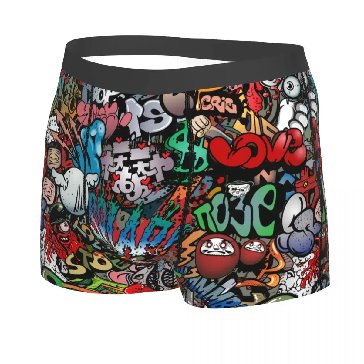 Custom 70s Retro Comic Graffiti Print Boxer Shorts For Men Sexy Comic Street Art Underwear Panties Briefs Stretch Underpants