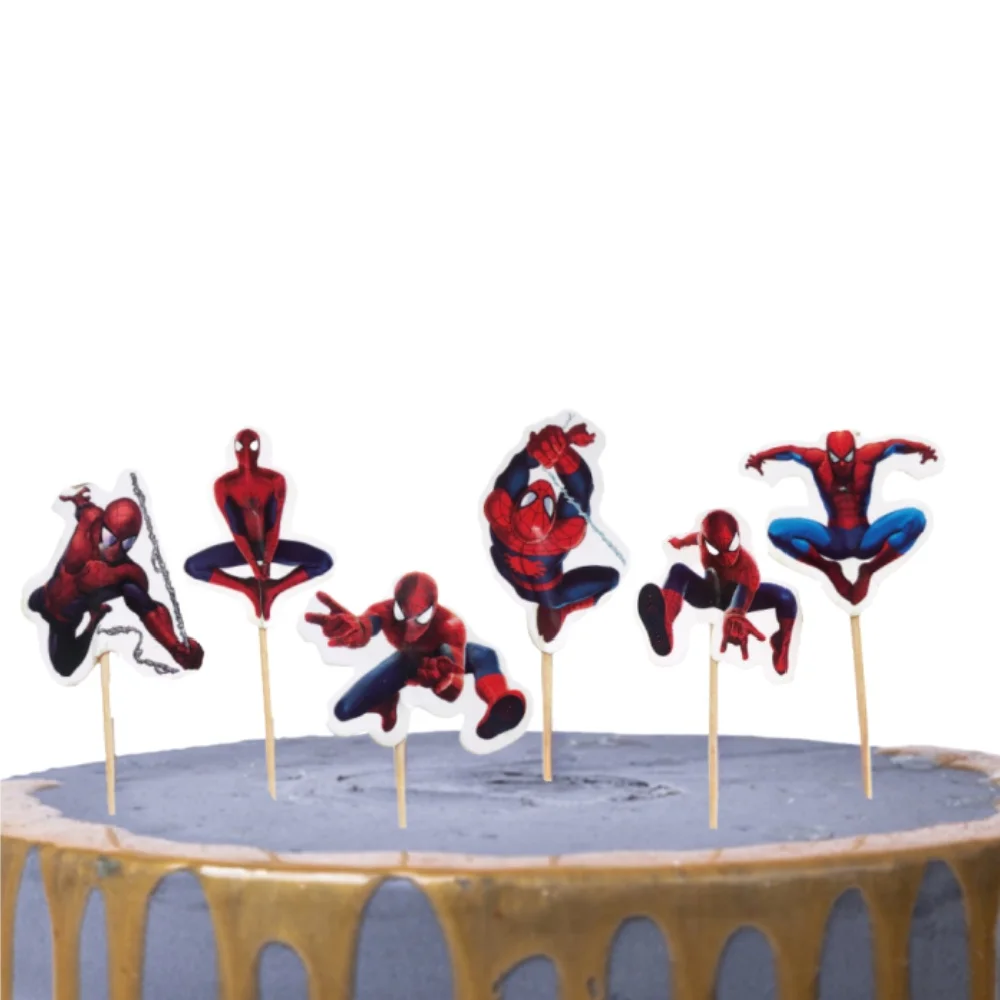 24 Stuks Spiderman Cake Decoraties Kids Boy Gunst Party Cake Topper Versiert Baby Shower Superheld Cupcake Toppers Decorbenodigdheden