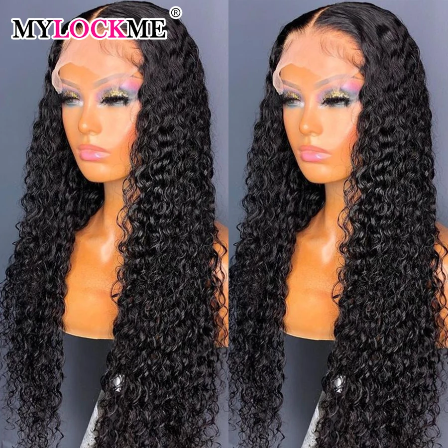 Kinky Curly 13x4 Lace Frontal Wig Brazilian Hair Transparent Water Wave Lace Frontal Human Hair Wigs For Women 4x4 Lace Wig