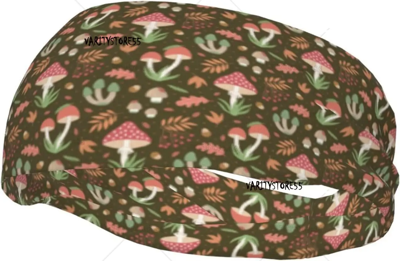

Mushrooms And Autumn Sports Headband for Men Wome Reused Washed Mens Headband Sweat Bands for Running Yoga Fitness Workout