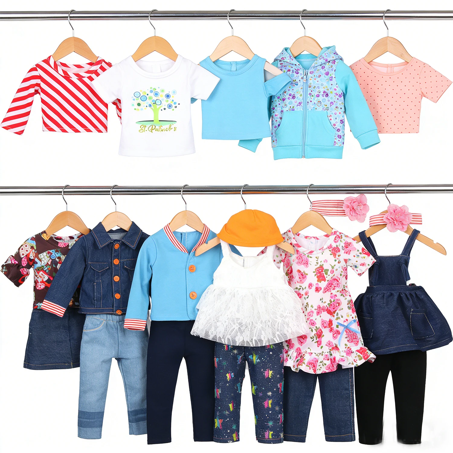 

Одежда для кукол, джинсовый костюм, футболка + штаны/юбка, комплект одежды для 18-дюймовой куклы Amerian и 43 см, кукла для новорожденных, подарок для девочки, игрушки