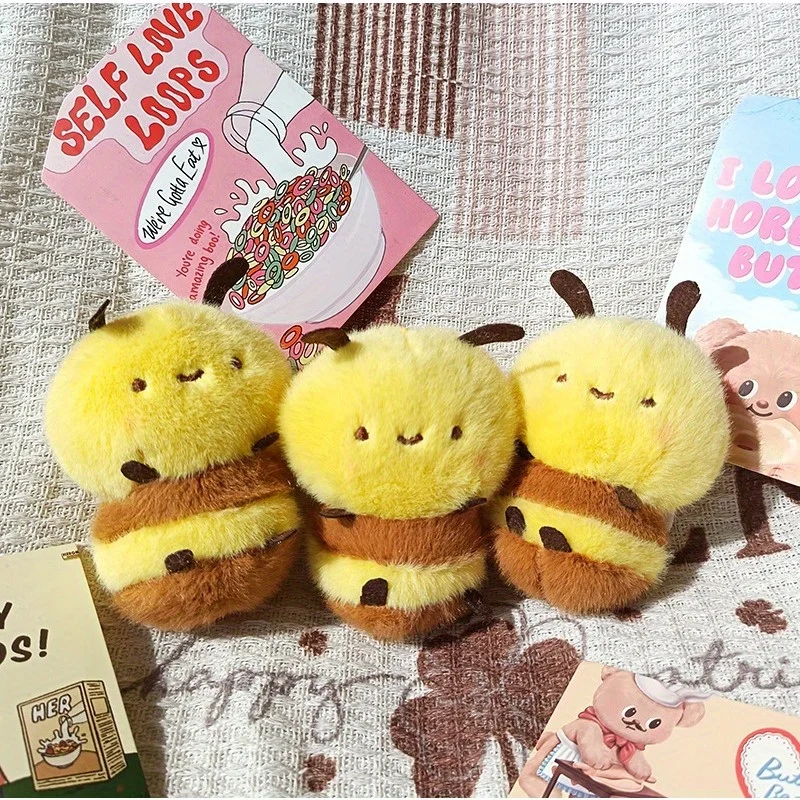 Adorable Honey Bee Plush Toys Keychain Soft Cartoon Backpack Accessories Cute Spring Bees Stuffed Pendants Girls Birthday Gifts