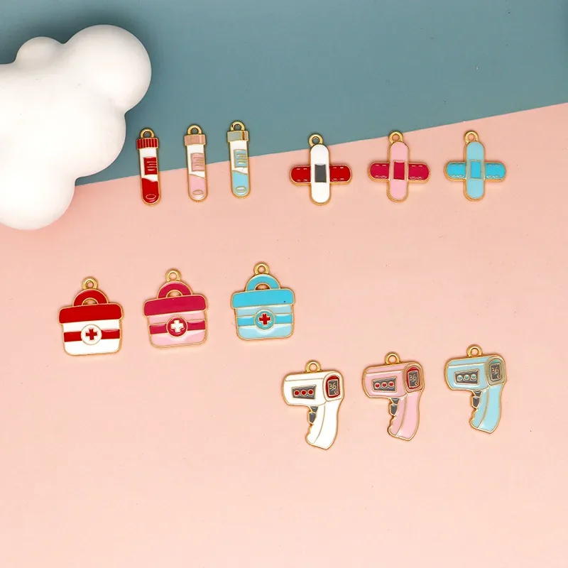 Hospital Series Charms Enamel Ambulance Doctor's Uniform Test Tube Medical Kit Pendant Handmade DIY Jewelry Making Wholesale