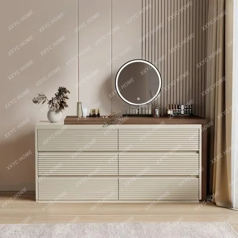 XXIntegrated Wooden Vanity Table Cabinet Brown Full Size Storage Mirrors Dressing Table Makeup Modern Coiffeuse Room Furniture