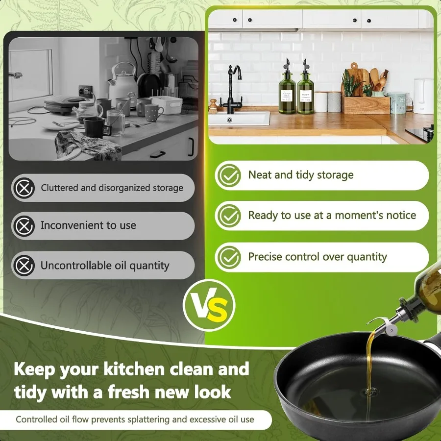 Oliedispenser voor keuken 12oz 350ml Set van 2 extra dikke food grade glazen olijfolie dispenserfles met reinigingsborstelstick