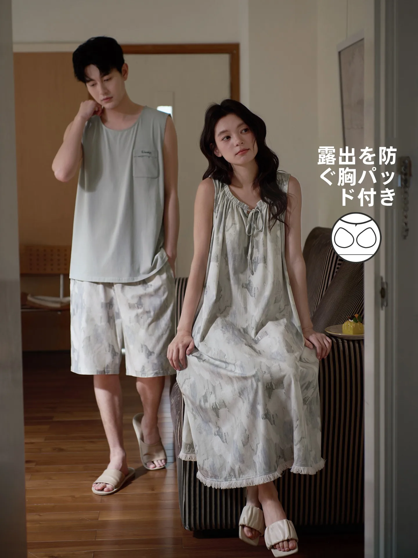 princess-mark-couple-sleepwear-cotton-vest-sleeveless-home-clothes-for-men-and-women-summer-breathable-comfortable-loose-fit