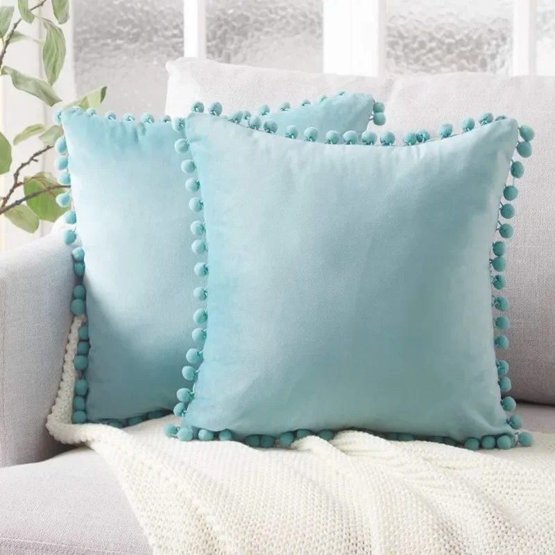 Soft Velvet Tassel Cushion Cover Decorative Pillows Throw Pillow Case Soft Solid Colors Home Decor Living Room Sofa Seat Coffee