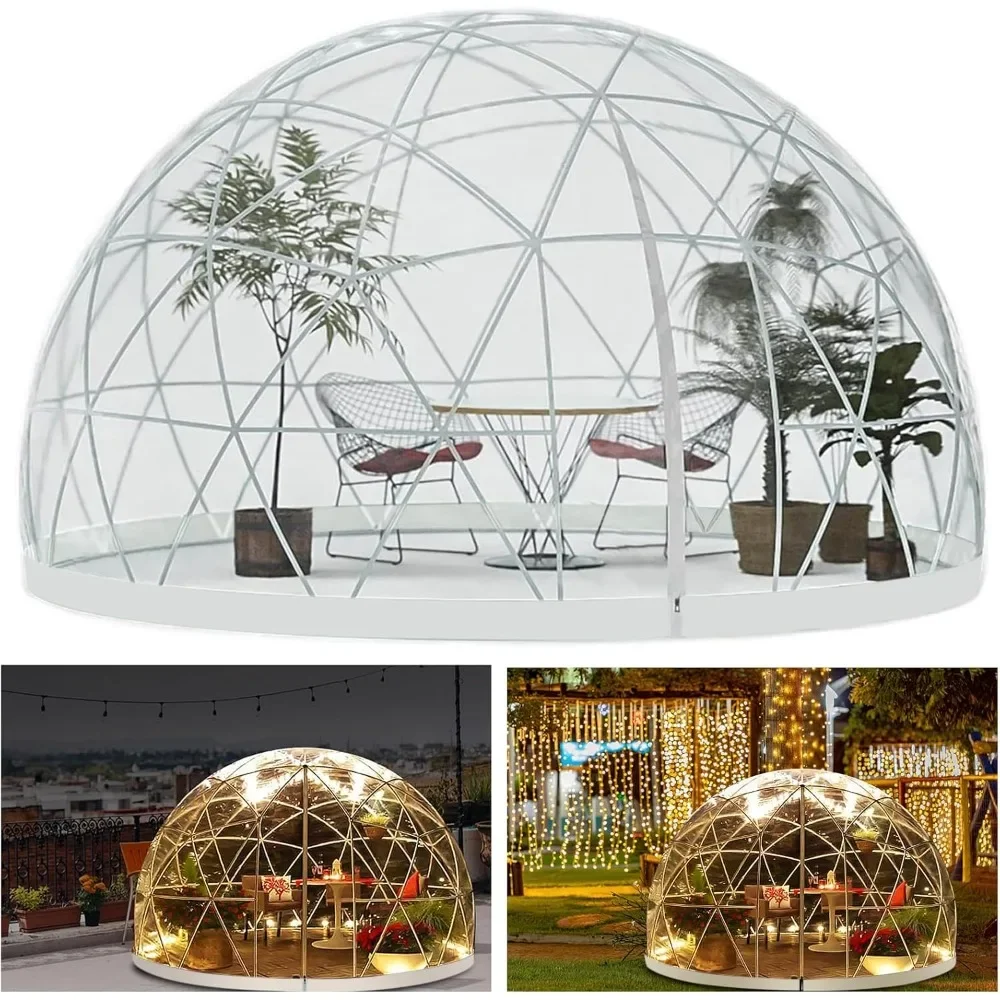 12FT Garden Dome Igloo Tent House,Tent with PVC Cover,Weatherproof Greenhouse Garden Outdoor,Clear Igloo Dome House for Backyard