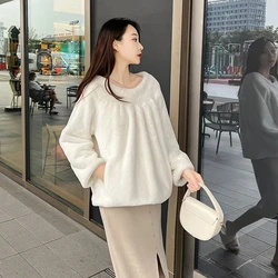 Abrigo grueso de felpa para mujer, ropa cálida con cuello de piel sintética, abrigos peludos, Top suave a la moda, novedad de invierno, 2023