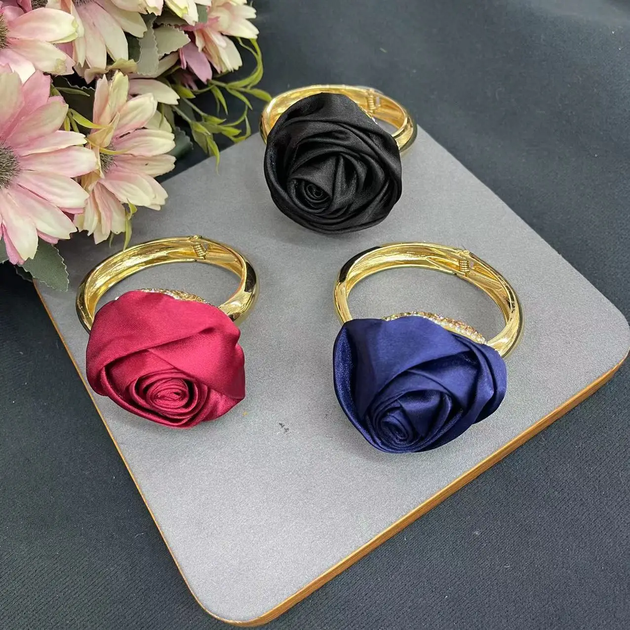 DIY accessories New lace fabric rose vintage vintage bracelet hot-selling popular jewelry color retention electroplating accesso