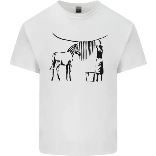 Banksy Zebra Stripes Mens Cotton T-Shirt Tee Top