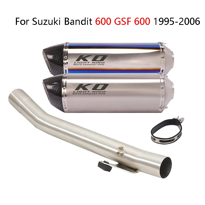 For Suzuki Bandit 600 GSF 600 1995-2006 Slip On Motorcycle Exhaust Middle Link Pipe Slip On 420mm Muffler Removable DB Killer