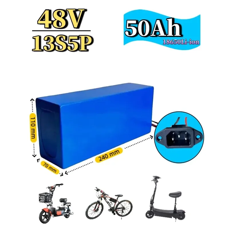 48V 13S5P 50Ah Battery Pack for Electric Motorcycles Scooters E-Bike Lithium Battery 18650 Lithium Cell