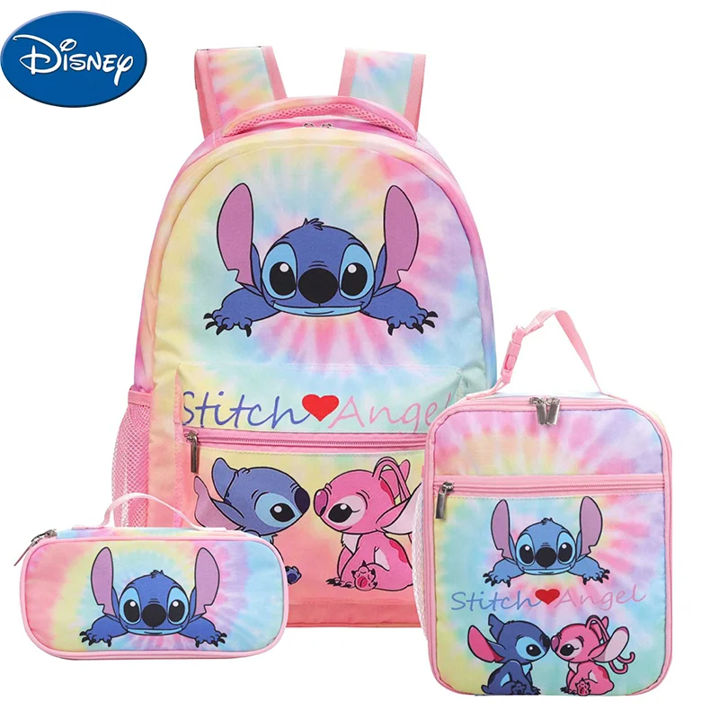 

Детский школьный портфель Disney Stitch с мультяшным принтом, детский рюкзак из 3 предметов, модный вместительный школьный портфель для учеников