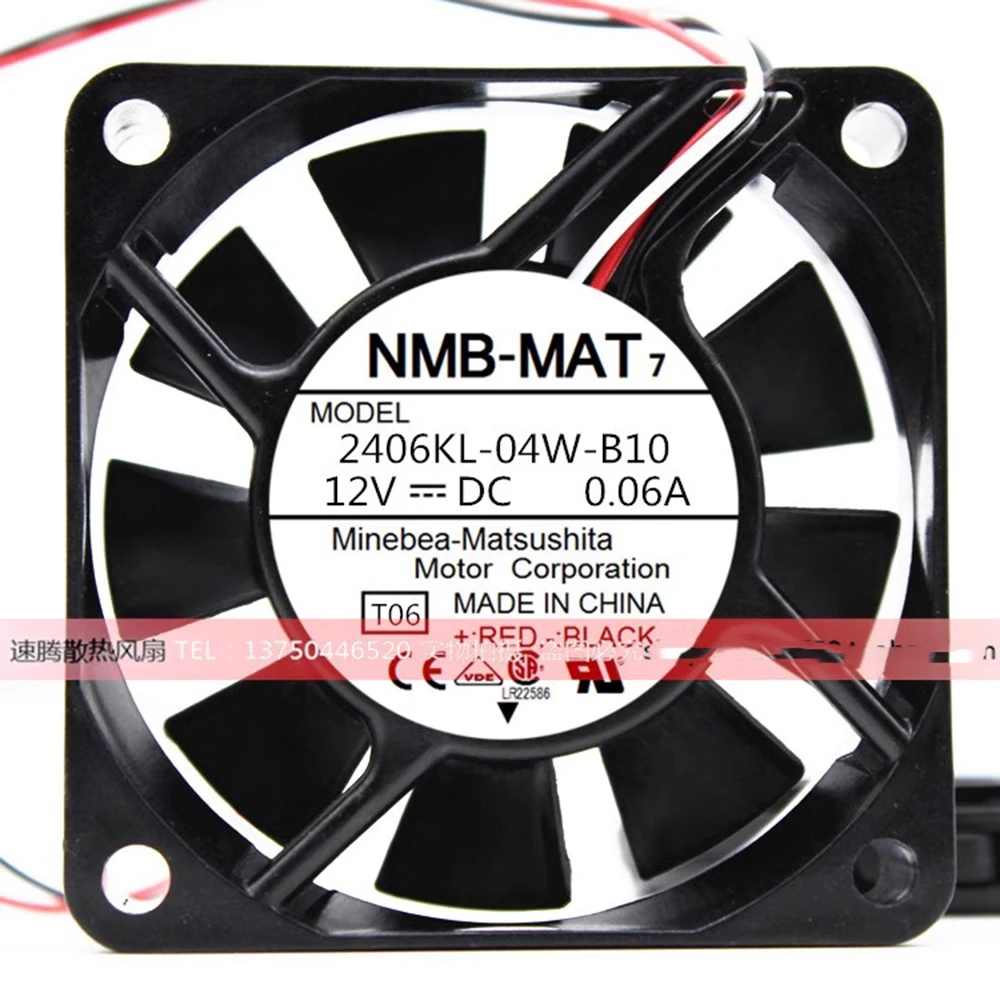 For NMB 2406KL-04W-B10 6015 60mm 12V 0.06A Double Ball Mute Heat Dissipation cooling fan