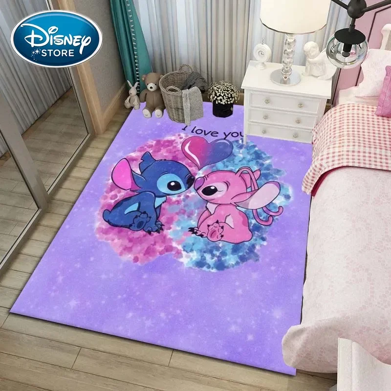 Kids Rugs for Playroom Disney Stitch Pattern Area Mat, Cute Cartoon carpet, Kids Gift for Livingroom Bedroom Home Decoration