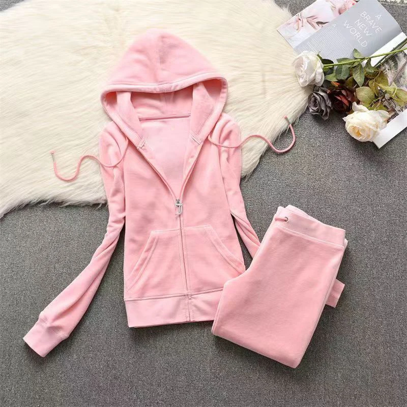 Y2K Velvet Tracksuit For Women 2024 Brand Hoodies Jacket  Pants Sets 2 Piece Set Women Outfit