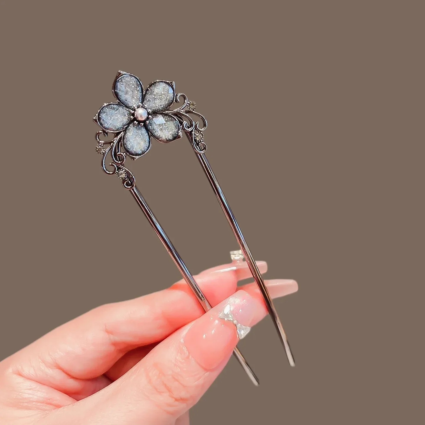 Einfache elegante Perle Glasur Blume U-förmige Haarnadel Damen Hinterkopf Dutt Haarstäbchen Frankreich Stil Braut Kopfschmuck