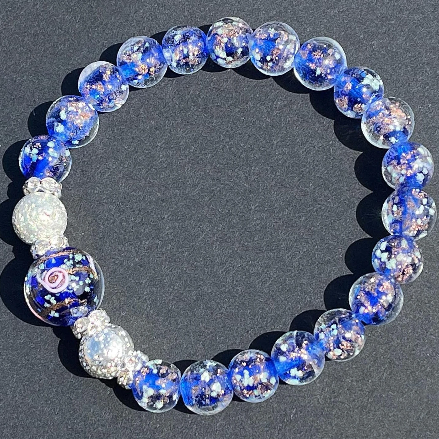 1pc 8mm Art Crafts Glow in the Dark Firefly Beads Bracelet for Women, Luminous Glass Beads Imitation Crystal Glowing Bracelet