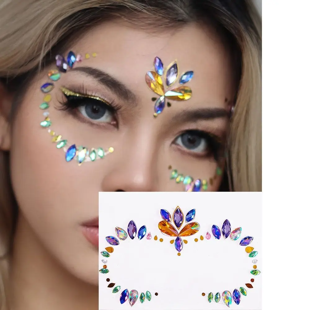 

1Pc Temporary Face Gems Stickers Long Lasting Professional Crystal Eye Gems Makeup Stickers DIY Music Festival Decoration