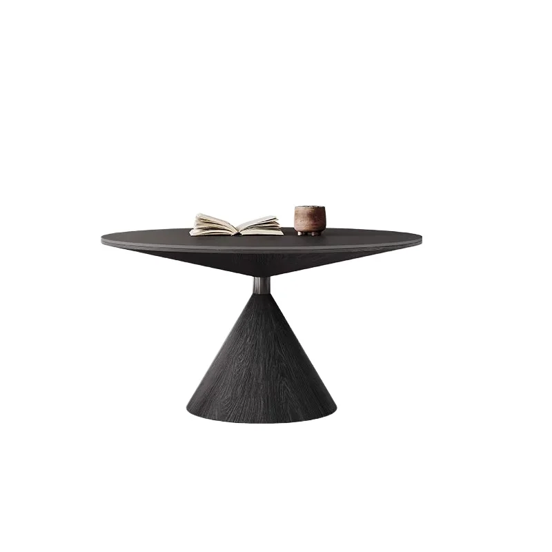 LMM small apartment modern simple high-end flying saucer minimalist pure white rock slab dining table