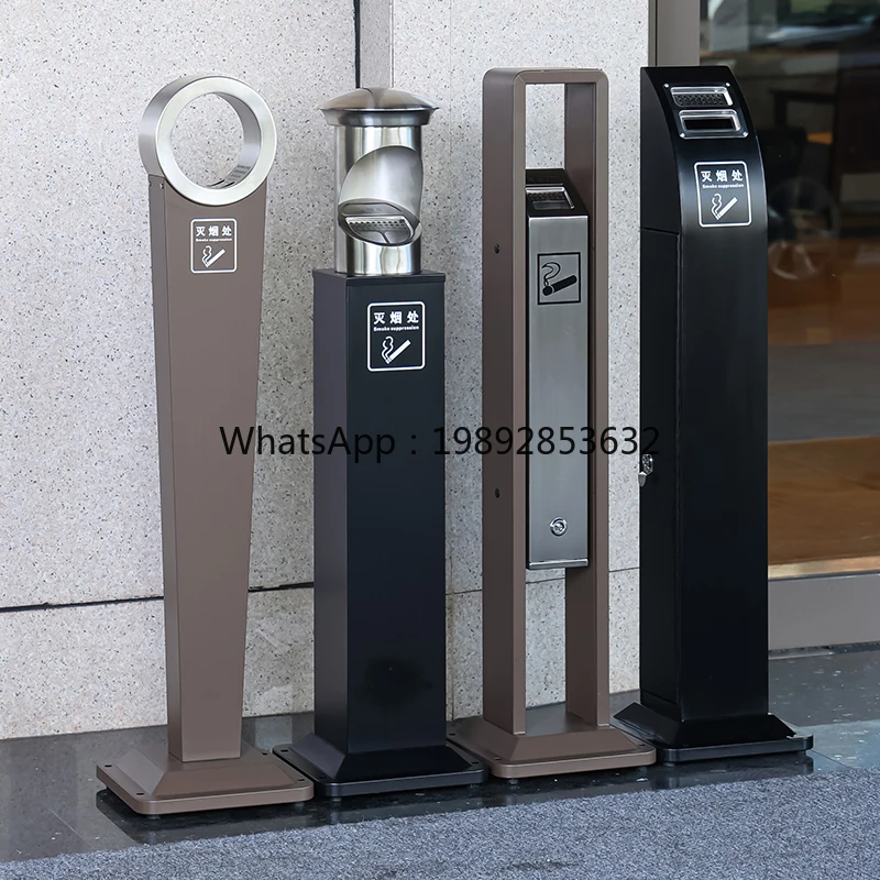 YFY Smoking Area Floor-standing Ashtray Outdoor Stainless Steel Ash Column Commercial Vertical Cigarette Butt Holder