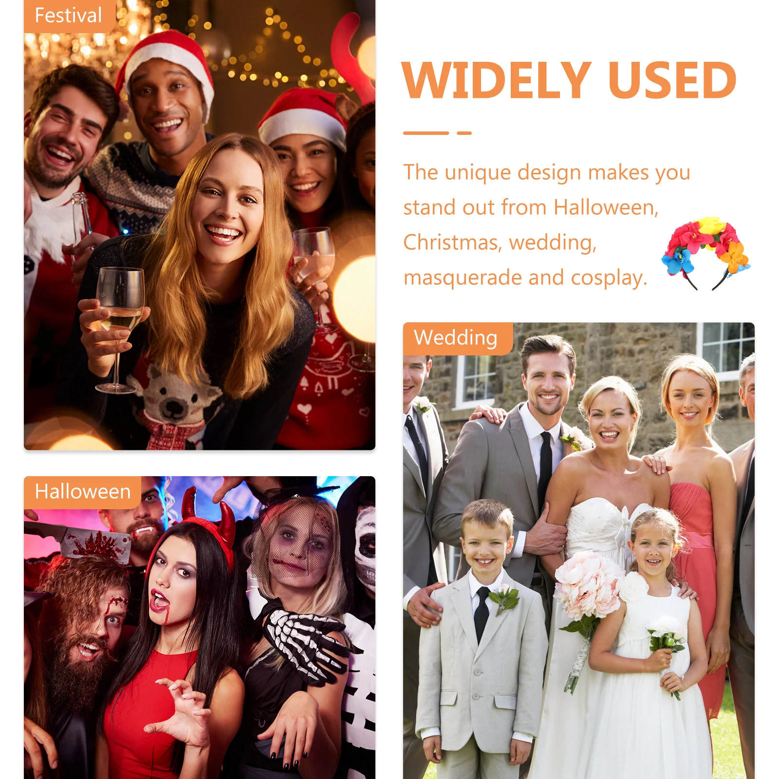 

1 Piece Halloween Rose Headband Chic Flower Crown Hair Clasp for Masquerade Wedding Party Costume Cosplay Mexican Style Festival