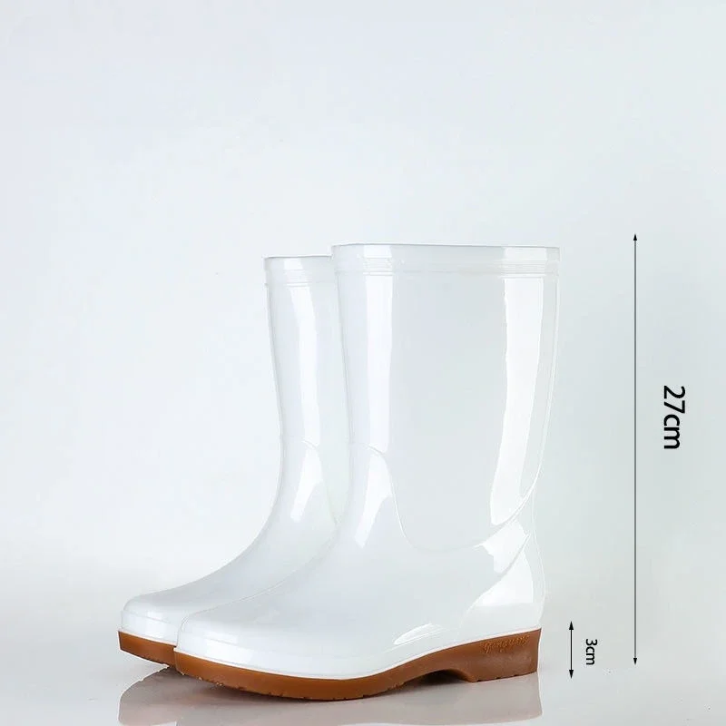 

Белые резиновые сапоги с круглым носком для мужчин, полувысокое предложение, дождливый день, уличная резинка, износостойкая качественная оригинальная мужская обувь с широким носком