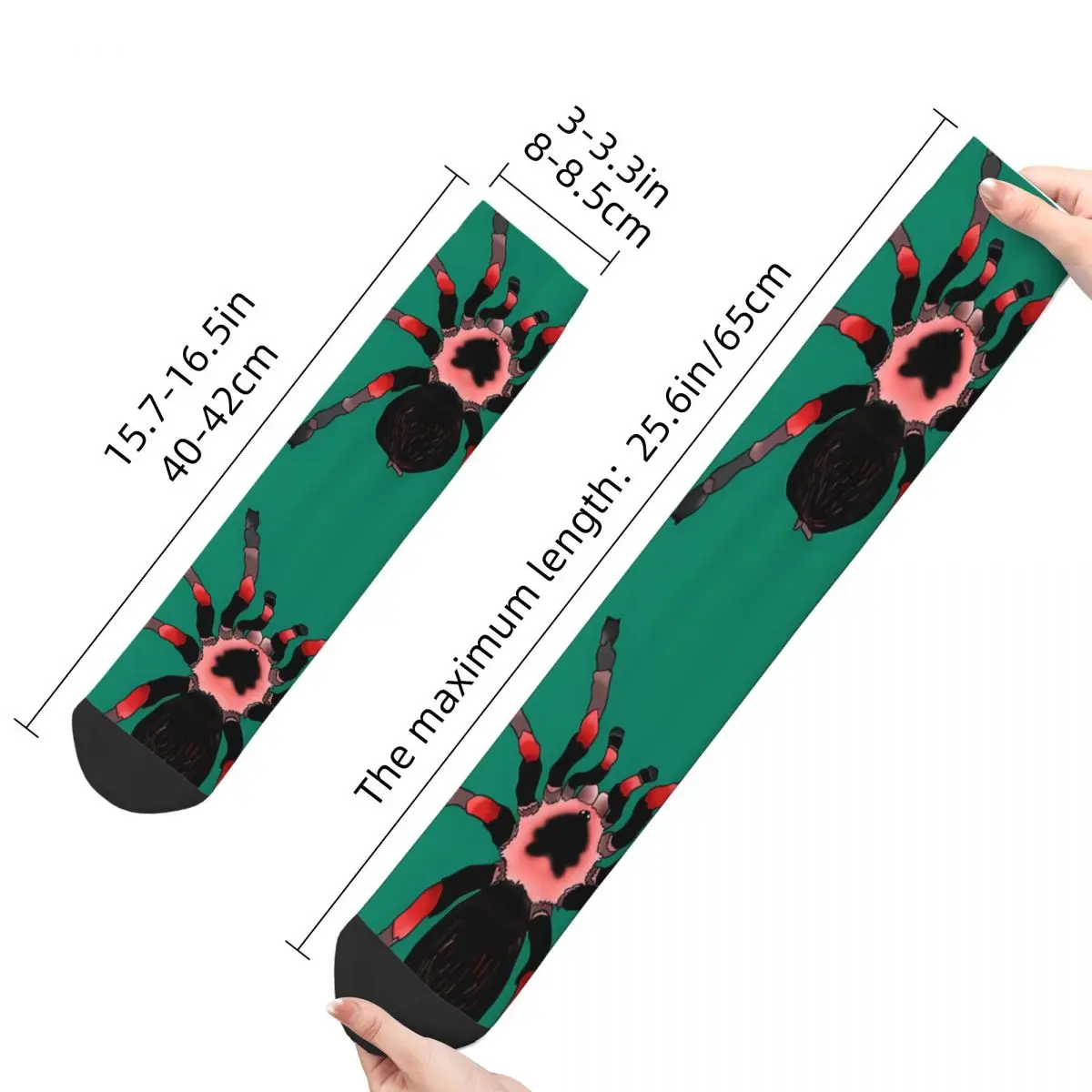 Happy Men's Socks Red Knee Tarantula Retro Spider Web Animal Harajuku Casual Crew Sock Gift Pattern Printed