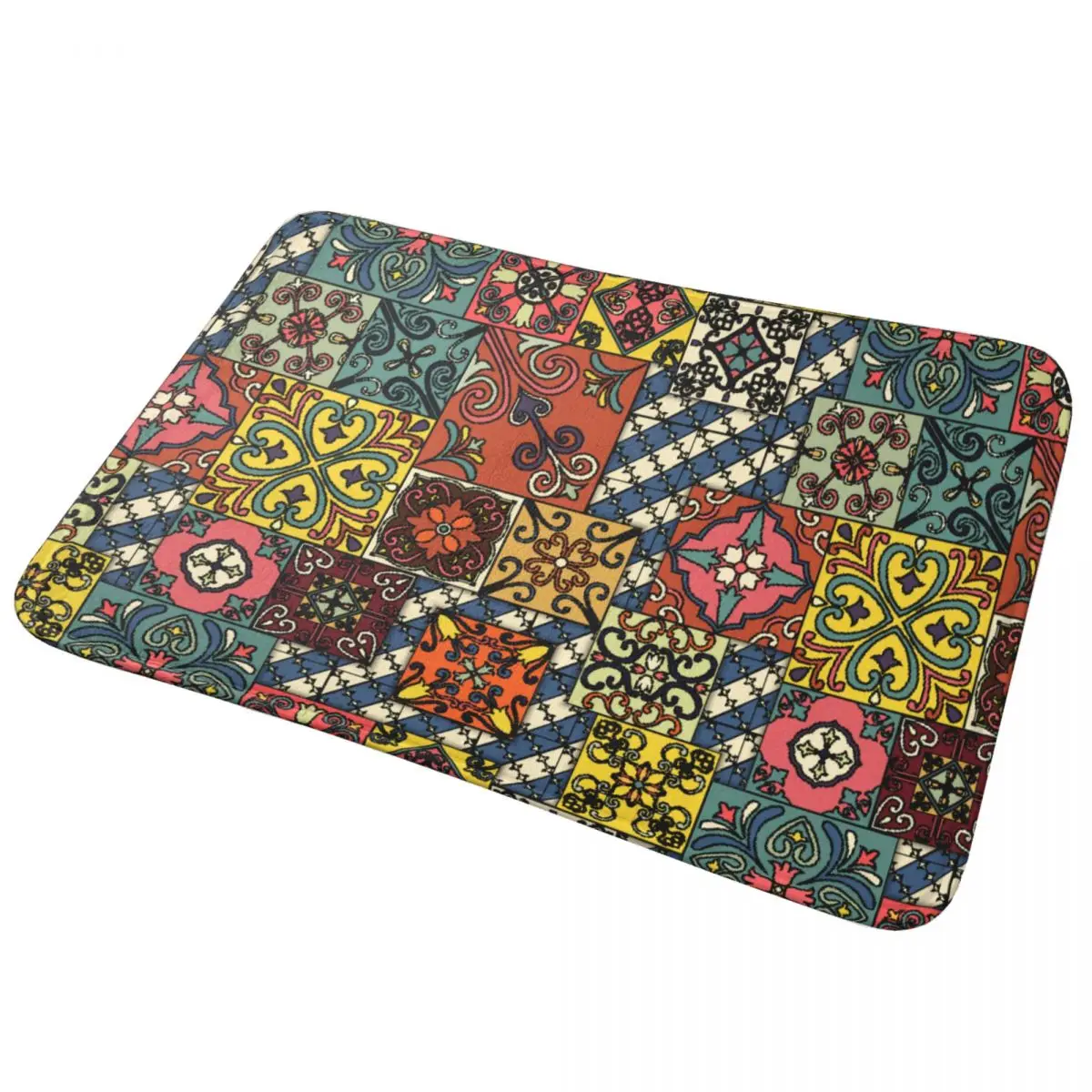 Mexican Floral Bathroom Rug 60x40 Absorbent Doormat Southwest Tile Art Bath Mat Dry Quickly for Bathroom Floor Tub and Shower