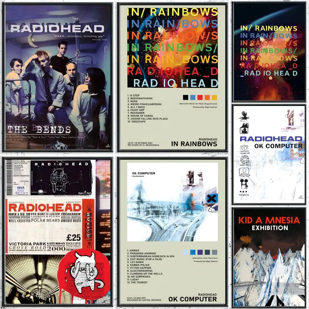 Classic Band R-RadioheadS Poster HD Self-Adhesive No Residue After Removal Ideal for All Kinds of Wall Decor
