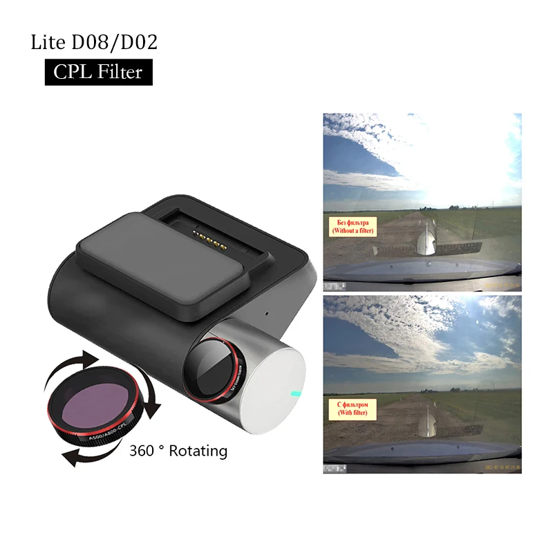 For 70mai Dash Cam pro plus+ A500S CPL Eliminate reflective For 70mai A500S A510 lite2 D02 / D08 / 70mai lite2 CPL Filter