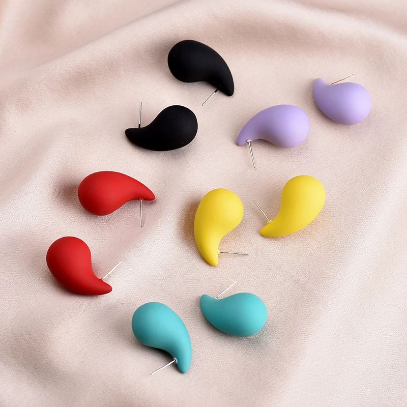 Fashion Big Teardrop Stud Earrings For Women Girls Thick WaterDrop Acrylic Blue Black Orange Red Earrings Pendientes Mujer