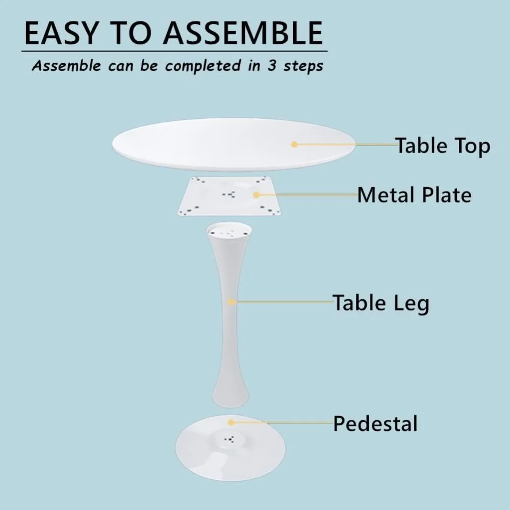 طاولة طعام مستديرة باللون الأبيض مع قاعدة بقاعدة، طاولة غرفة طعام توليب حديثة مقاس 31.5 بوصة تتسع لـ 1-4 أشخاص، طاولة طعام بقاعدة مستديرة #5