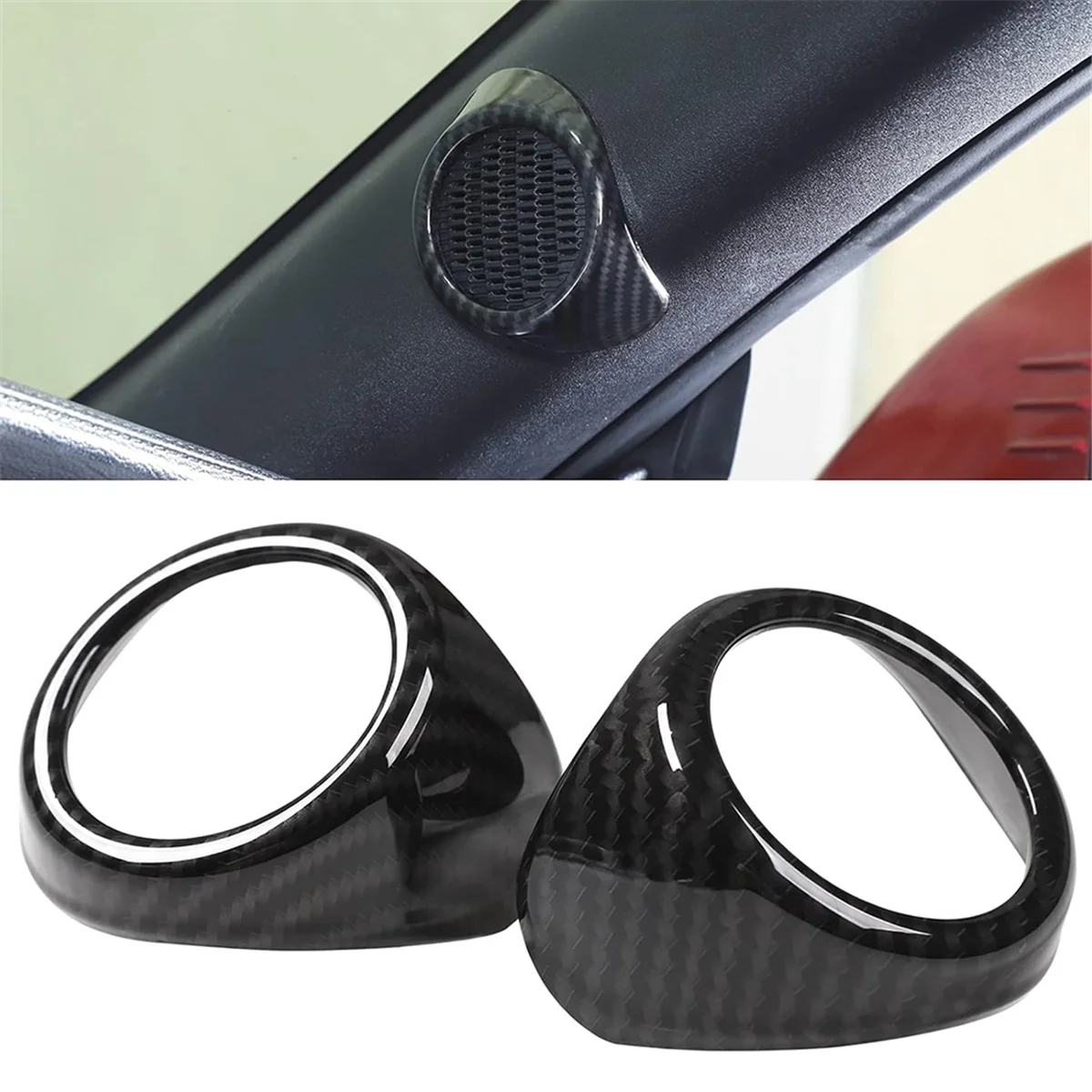 Car A-Pillar Horn Cover Trim Speaker Protective Cover for 2015-2018 Carbon Fiber