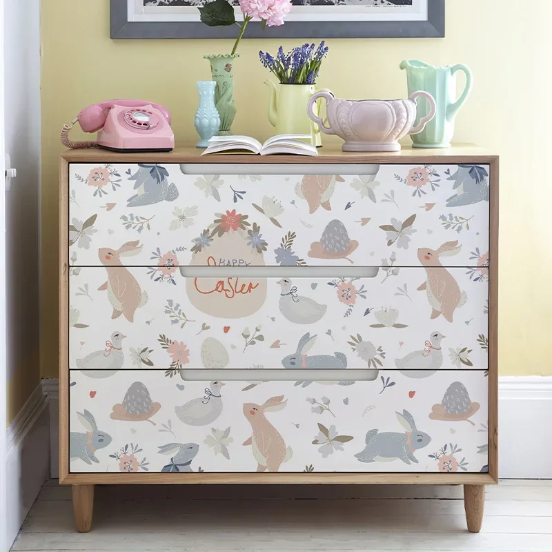 Cartoon Rabbit Wallpaper Decorative Beautification Wall Sticker Self Adhesive PVC Moisture-proof Wallpaper for Children's Room