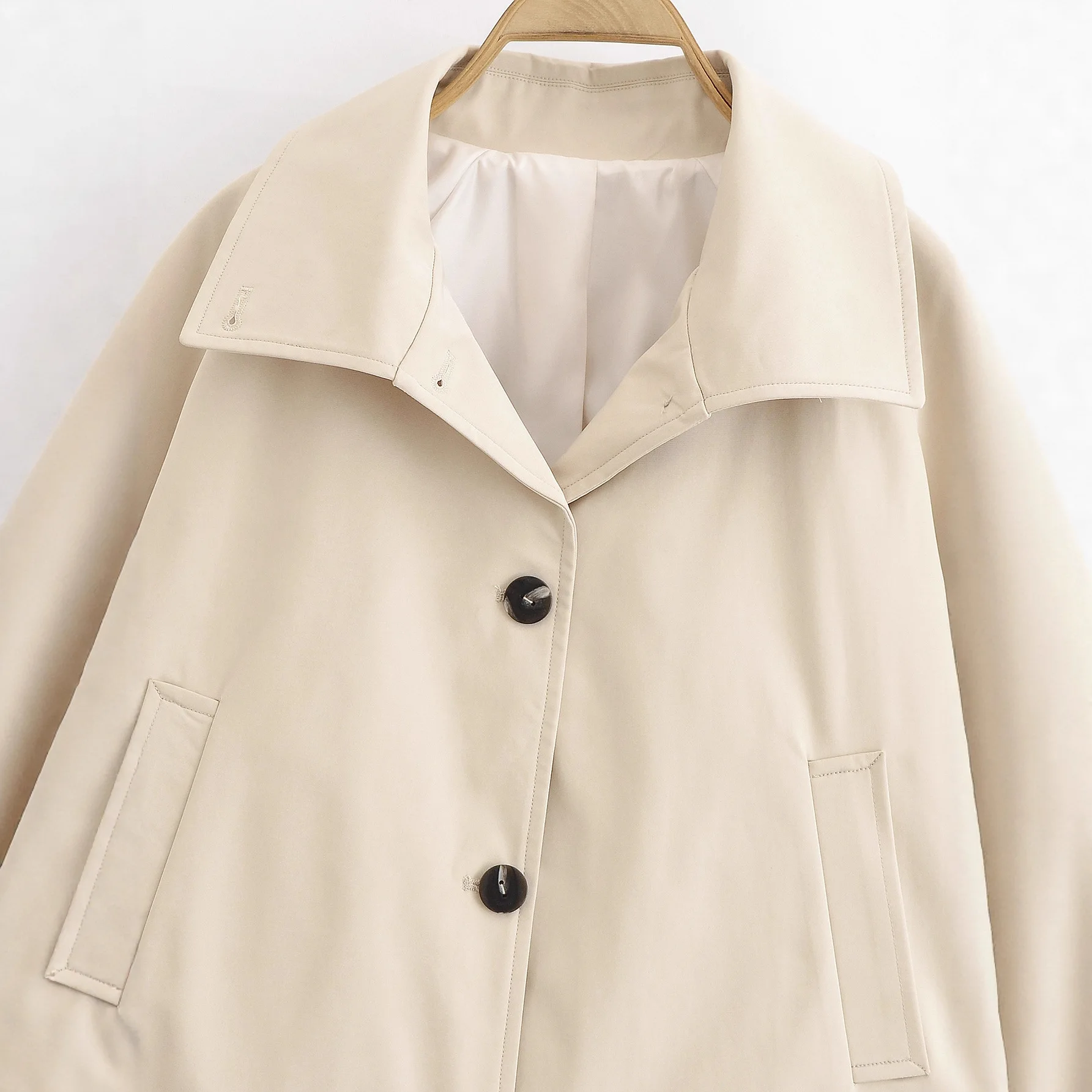 KIDCRKJ 여성용 봄 트렌치 재킷 라펠 칼라 싱글 브레스티드 포켓 여성 방풍 코트 다용도 스타일리시 여성 코트