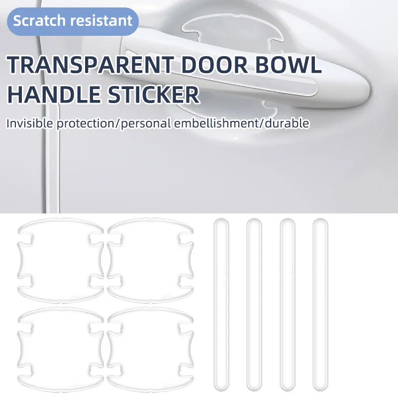 Car Door Handle Bowl Scratch Protective Invisible Transparent Stickers Silicon Rearview Mirror Anti-collision Protection Strip